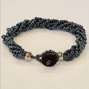 💐5/25 seed bead button clasp statement bracelet